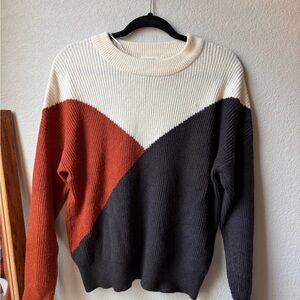 Sophie Rue Tri-Tone Sweater - Cream, Black, and Rust